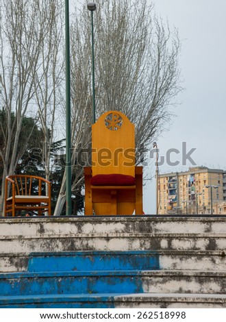 NAPLES,ITALY- MARCH 21:simply on which will sit to talk to the citizens of Scampia on march 21, 2015 in Naples - Italy