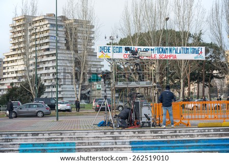 NAPLES,ITALY- MARCH 21: Preparations and fitting out for the visit of Pope Francis Bergoglio in Naplesl on march 21, 2015 in Naples - Italy