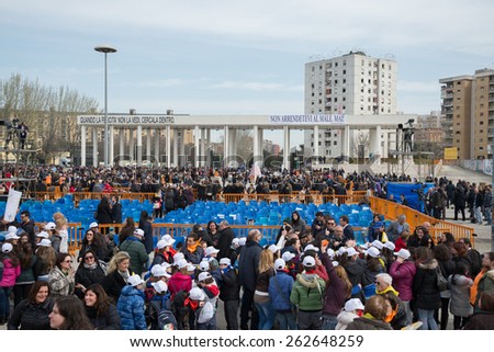 NAPLES,ITALY- MARCH 21: Pope Francis to visit the streets of Scampia district of Naples between crowd of faithful on march 21, 2015 in Naples - Italy