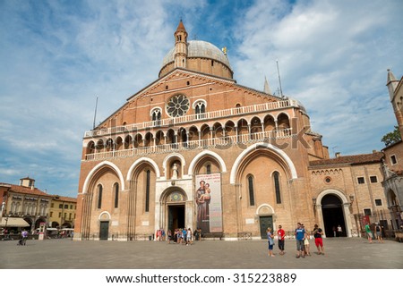 PADUA, ITALY - JULY 30: Basilica of Saint Anthonyt is visited annually by more than 6.5 million pilgrims, it one of the most revered shrines of the Christian world on July30, 2015 in Padua, Italy.