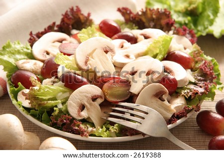 Salad with mushrooms.