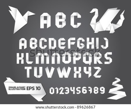 Decorative Origami Alphabet with objects Decorative Origami Alphabet with objects