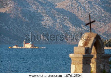 The monastery on the isolated island in the sea
