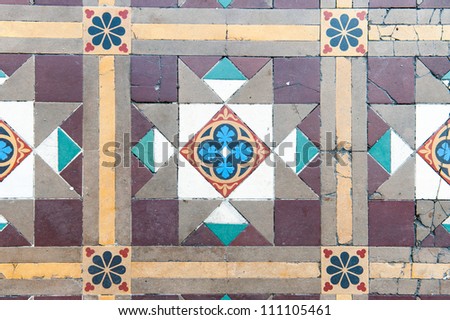 Vintage oriental ornament on the stone  floor