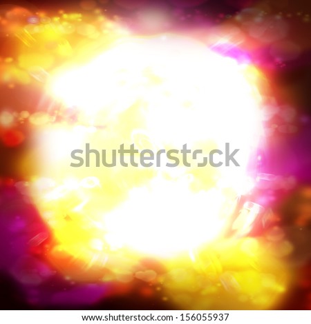 Sun explosion with yellow and magenta colors on  space background
