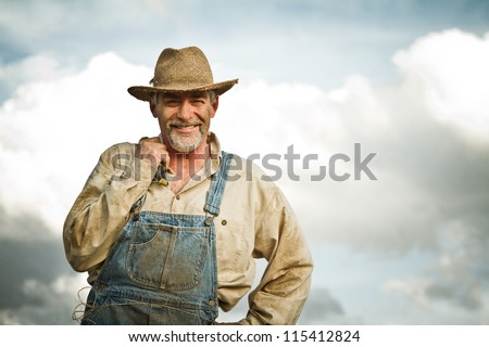 1930s farmer smiling at the camera