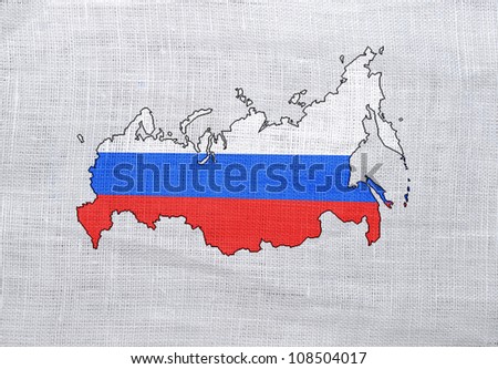 Flag of Russia on a sackcloth background
