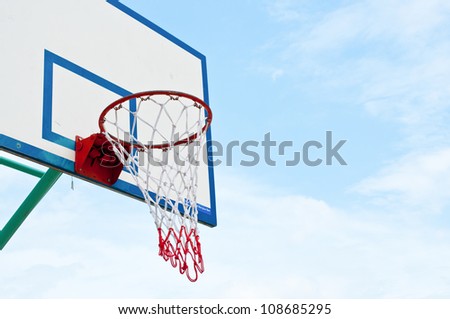 Basketball basket and blue sky