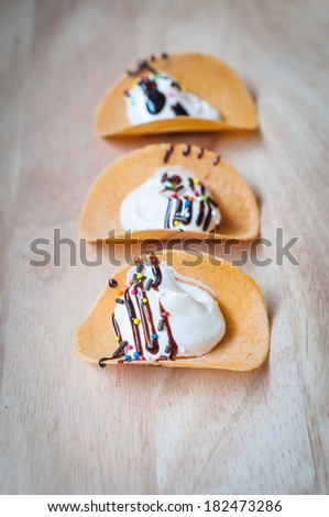 Sweet or dessert food stylish on wooden closeup