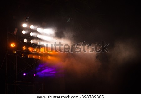 tower of lighting effects in concert hall