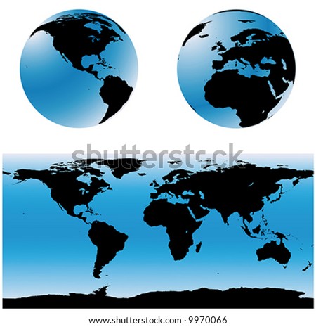 world map usa. Vectorial world map set.