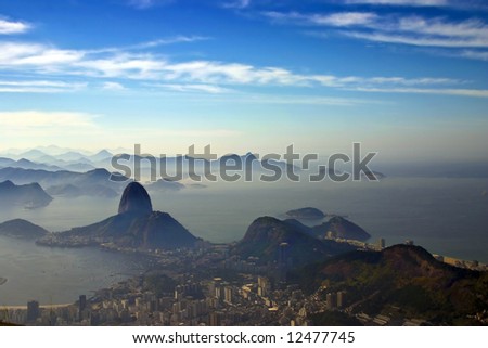 Photo taken a the feet of the Christ the Redeemer statue aiming Sugarloaf mountain
