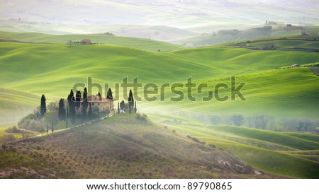 Tuscany farmhouse on hill
