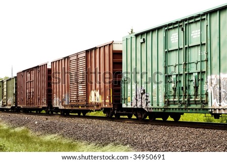 Cargo trains rolling on the tracks