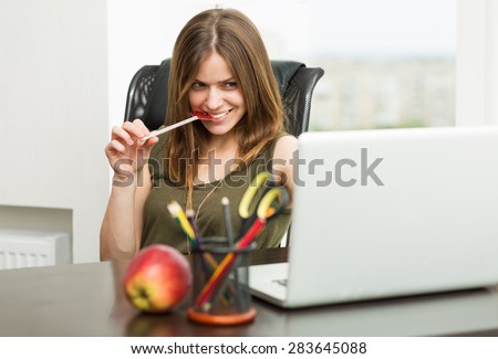 Beautiful sexy woman flirting over the Internet