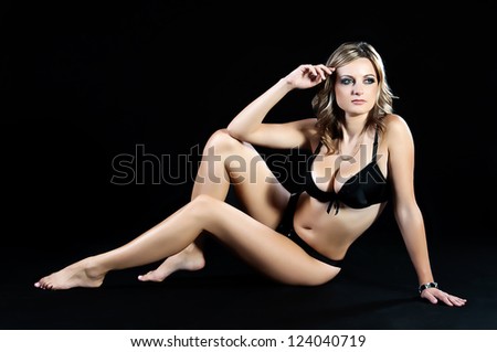 Beautiful female figure. Woman in underwear.