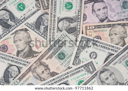 heap of dollars and euro, money background