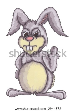 Hand drawn illustration of an angry easter bunny Hand drawn illustration of an angry easter bunny