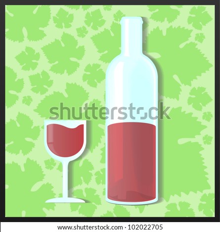 Vine Bottle and glass with red vine