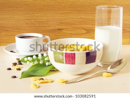 cereal with milk on the table