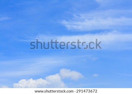 Blue sky and white cloud on summer. Good weather day background.