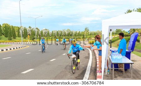 CHIANG MAI, THAILAND - AUGUST 16, 2015: People cycling together in the event BIKE FOR MOM in Chiang Mai, Thailand.