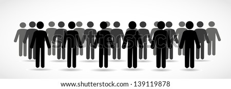 Illustration Of Crowd Of People - Icon Silhouettes Vector
