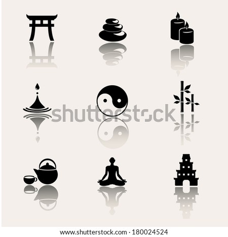 Buddhism zen philosophy icon set Vector illustration Buddhism zen philosophy icon set Vector illustration