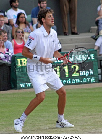 LONDON - JUNE 24: Robin Haase of the Netherlands returns ball during second round match against Rafael Nadal of Spain at Wimbledon in London, England on June 24, 2010