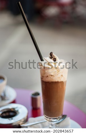 Coffee with ice-cream and cream