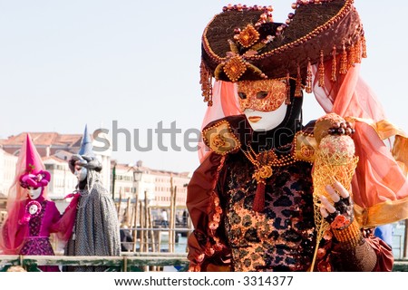 A woman in costume at the Venice Carnival