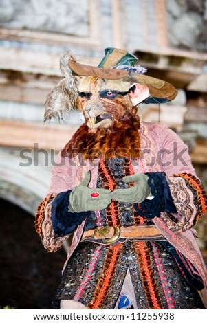 Rat costume with big teeth at the Venice Carnival