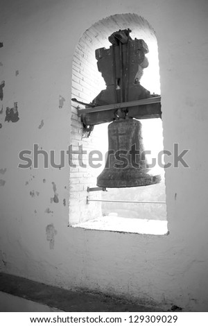 Old Bell, bell tower, church bell, in black and white image