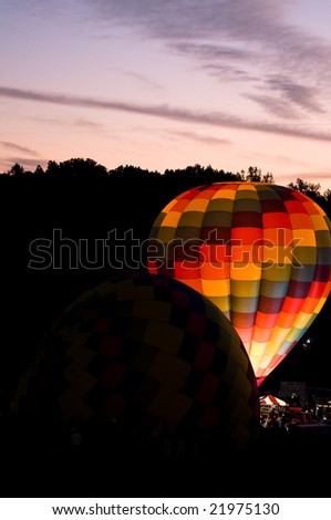 Beautiful hot air balloon in the night