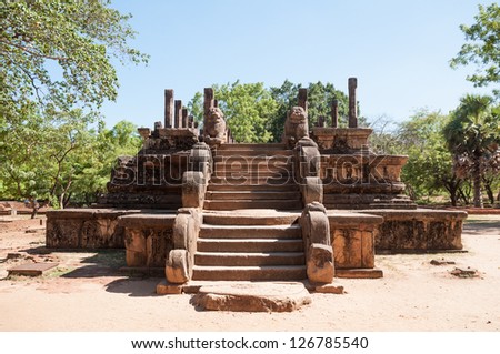 Council Chamber of King Parakramabahu in ancient city of Polonnaruwa, Sri Lanka. Unesco Heritage Site.