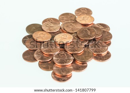US pennies piled up