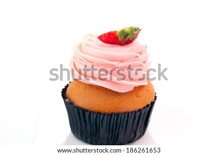 Strawberry cupcake close up