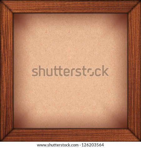 sepia carton background in brown wooden frame