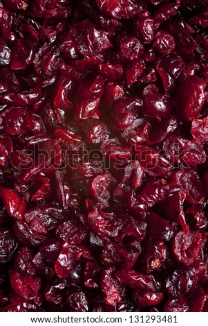 dried cranberry background or red food texture