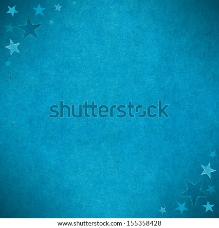 blue paper background or turquoise texture with stars pattern in corners