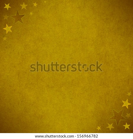 yellow paper background or golden texture with stars pattern in corners