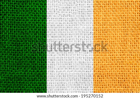 flag of Ireland or Irish banner on linen background