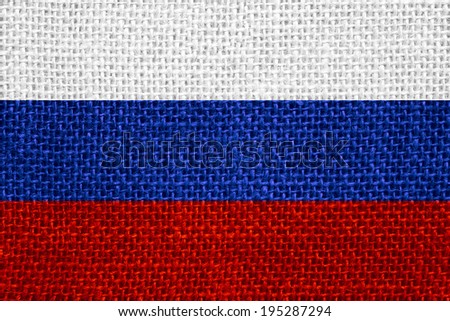 flag of Russia or Russian banner on linen background