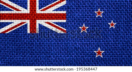 flag of New Zealand or banner on linen background