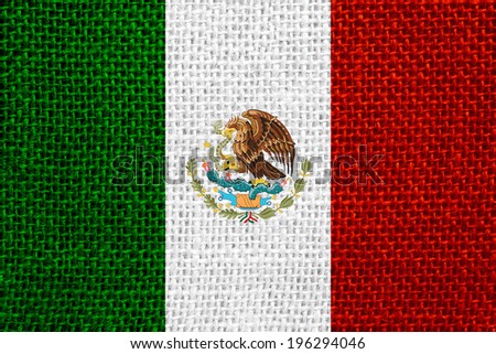 flag of Mexico or Mexican banner on linen background