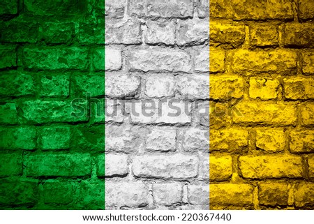 flag of Ireland or Irish banner on brick texture