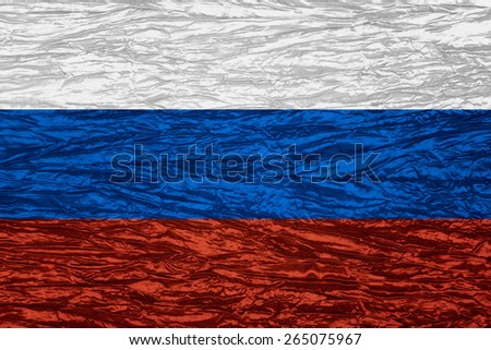flag of Russia or Russian banner on canvas texture