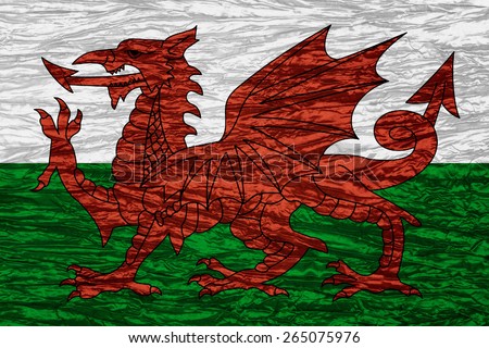 flag of Wales or Welsh banner on canvas texture