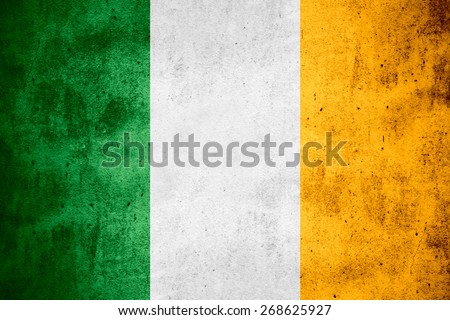 flag of Ireland or Irish banner on rough pattern texture background