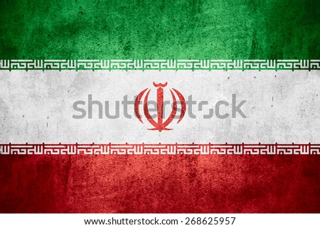 flag of Iran or Iranian banner on rough pattern texture background